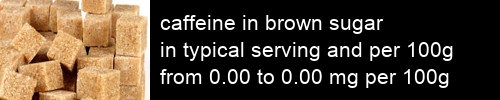 caffeine in brown sugar information and values per serving and 100g